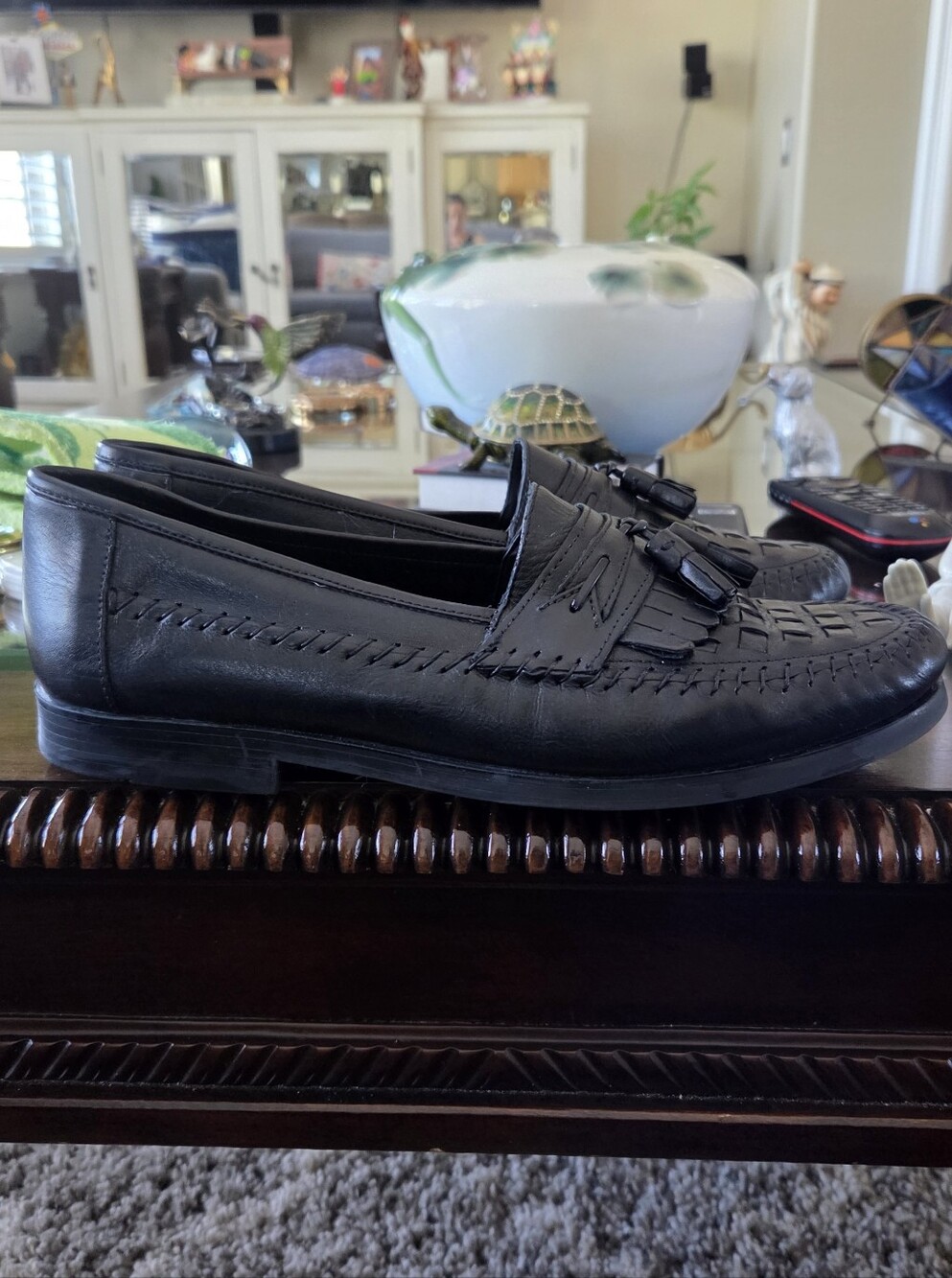 Giorgio Brutini Black Leather Tassel Loafers